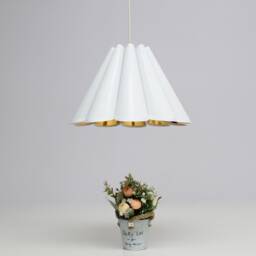 Handmade Pleated Pendant Lighting White Fabric & Acrylic