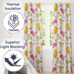 Colorful Cocktail Drinks Summer Party Seamless Pattern Readymade Eyelet Ring Top Thermal 100% Blackout Curtains - thumbnail 3