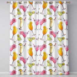 Colorful Cocktail Drinks Summer Party Seamless Pattern Readymade Eyelet Ring Top Thermal 100% Blackout Curtains - thumbnail 2
