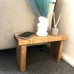 Compact Wooden Side Table - End & Organizer Plant Stand & Office Handmade in UK Free Delivery - thumbnail 3