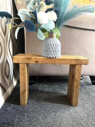 Compact Wooden Side Table - End & Organizer Plant Stand & Office Handmade in UK Free Delivery - thumbnail 1