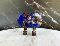 Lapis & Bronzite Lamp Finials On Bronze Hardware With Coppery Detail - A Single Finial Or Matching Pair - thumbnail 1