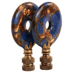 Lapis & Bronzite Lamp Finials On Bronze Hardware With Coppery Detail - A Single Finial Or Matching Pair - thumbnail 3