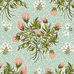 Botanical Floral Crib Sheet Or Changing Pad Cover Pink & Green - thumbnail 1