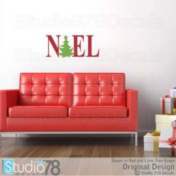 Noel Christmas Tree Vinyl Wall Decal - Holiday Decoration - 9 X 22