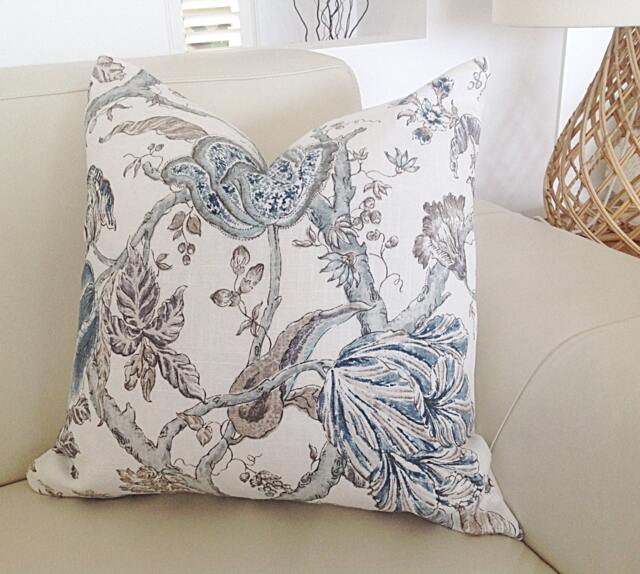 Hampton's Style Floral Cushion Cover Bronte Ivory Teal - image 1