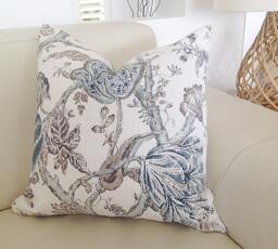 Hampton's Style Floral Cushion Cover Bronte Ivory Teal - thumbnail 1