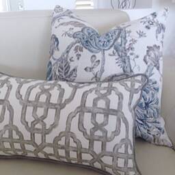 Hampton's Style Floral Cushion Cover Bronte Ivory Teal - thumbnail 4
