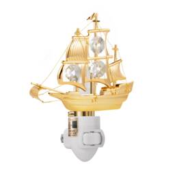 24K Gold Plated Mayflower Handcrafted Luxury Night Light Decorated Swarovski Crystals Bedroom Bathroom Kids Room Kitchen Gift Premium Decor