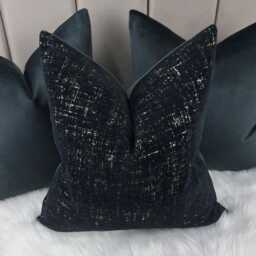 Luxury Black & Gold Textured Cushion Cover - Designer Throw Pillow Velvet Back Modern Glam Sofa Only - thumbnail 2