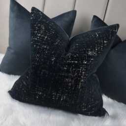Luxury Black & Gold Textured Cushion Cover - Designer Throw Pillow Velvet Back Modern Glam Sofa Only - thumbnail 4