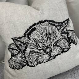 Embroidered Cat Cushion Cover, Pillow Cover For Bed - Sofa Chair 18 - thumbnail 2