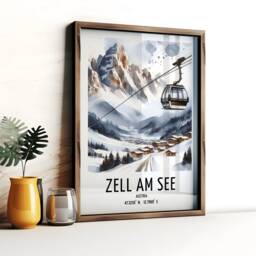 Zell Am See Ski Poster - Watercolour Art Print - Travel Wall Artwork Skiing Gifts Austrian Alps Decor Resort Gift Snowboard - thumbnail 2