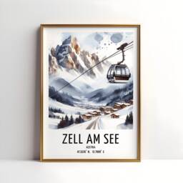 Zell Am See Ski Poster - Watercolour Art Print - Travel Wall Artwork Skiing Gifts Austrian Alps Decor Resort Gift Snowboard - thumbnail 3