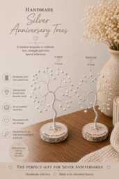 Personalised Silver Anniversary Tree, Handmade 25Th Wedding Gift - thumbnail 1