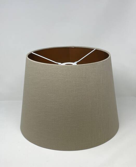 Taupe Brown Textured 100% Linen Brushed Copper Tapered Empire Lampshade - image 1