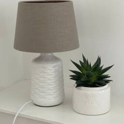 Taupe Brown Textured 100% Linen Brushed Copper Tapered Empire Lampshade - thumbnail 2