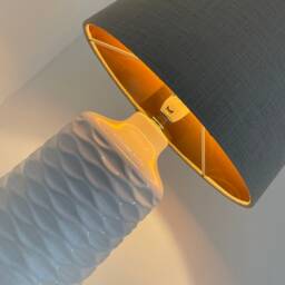 Taupe Brown Textured 100% Linen Brushed Copper Tapered Empire Lampshade - thumbnail 3