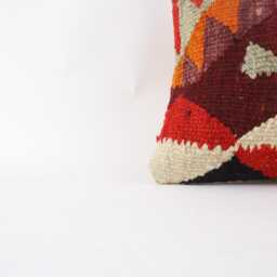 Handwoven Kilim Pillow Cover Vintage Turkish Wool Lumbar - 12x20 - thumbnail 2