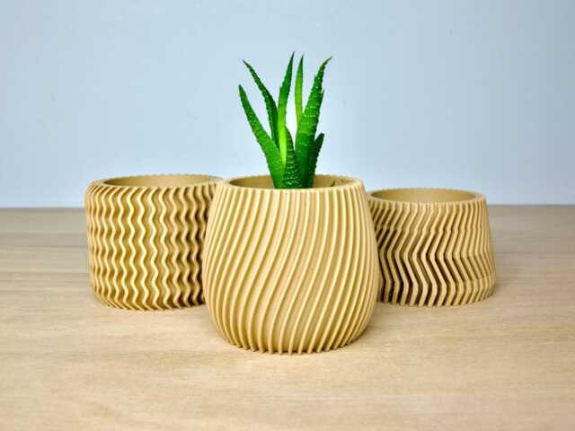 Aztec Succulent Pots Set - 3x - Aesthetic Lightweight Planters Cute Beige Plant With Drainage Indoor Cactus Gift - image 1