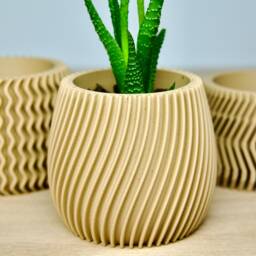 Aztec Succulent Pots Set - 3x - Aesthetic Lightweight Planters Cute Beige Plant With Drainage Indoor Cactus Gift - thumbnail 2