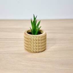 Aztec Succulent Pots Set - 3x - Aesthetic Lightweight Planters Cute Beige Plant With Drainage Indoor Cactus Gift - thumbnail 4