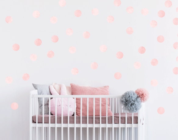 Pink Watercolor Polka Dot Wall Decals - Nursery Decor - image 1