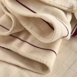 Antique Linen Cushion With Bordeaux Red Stripes - thumbnail 2