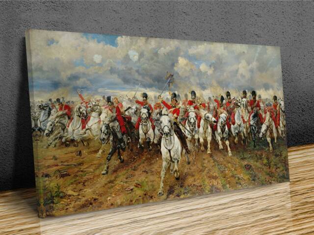 Scotland Forever By Lady Butler Royal Scots Greys British Heavy Cavalry Regiment Wall Ar Hangings , Home D??cor, Canvas Print Art Framed - image 1
