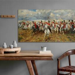 Scotland Forever By Lady Butler Royal Scots Greys British Heavy Cavalry Regiment Wall Ar Hangings , Home D??cor, Canvas Print Art Framed - thumbnail 2