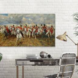 Scotland Forever By Lady Butler Royal Scots Greys British Heavy Cavalry Regiment Wall Ar Hangings , Home D??cor, Canvas Print Art Framed - thumbnail 3