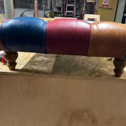 Real Leather Harlequin Multicoloured Footstool 1000600mm - thumbnail 4