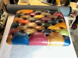 Real Leather Harlequin Multicoloured Footstool 1000600mm - thumbnail 1