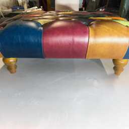 Real Leather Harlequin Multicoloured Footstool 1000600mm - thumbnail 2
