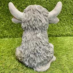 Large Concrete Highland Cow Ornament Outdoor Animal Cute Garden Sculpture Frost Protected - thumbnail 2