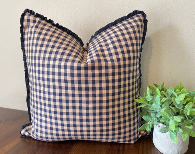 Beige Gingham Ruffle Nursing Pillow Cover
