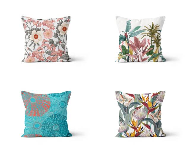 Floral Leaves Print Pillow Cover/Living Room Top/Modern Cushion Cover/Handmade Decorative Accessory/Home Decoration - image 1