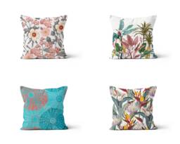 Floral Leaves Print Pillow Cover/Living Room Top/Modern Cushion Cover/Handmade Decorative Accessory/Home Decoration - thumbnail 1
