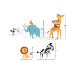 Jungle Animals Wall Decal, Decal Sticker, Safari Giraffe Monkey Zebra Elephant Lion Nursery Decor - thumbnail 3