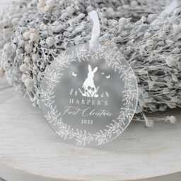 Personalised Baby's First Christmas Decoration, 1st Rabbit New Baby Gift, Bauble - thumbnail 2