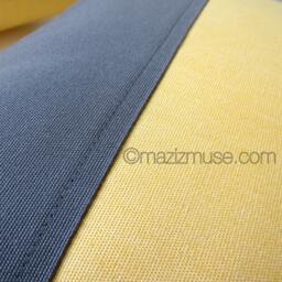Buttercup Yellow & Grey Sunbrella?? Outdoor Pillow Cover in Modern Butter & Gray Color Block Cushions For Pool/Patio, Mazizmuse - thumbnail 3
