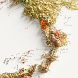 Geological Map Of Italy - C.1881 - Vintage Shaded Relief - thumbnail 2