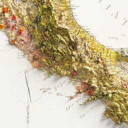 Geological Map Of Italy - C.1881 - Vintage Shaded Relief - thumbnail 3