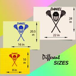In-Style Decals Wall Vinyl Decal Home Decor Art Sticker Custom Name Boy Crossed Lacrosse Stick Helmet Sports Kids Room Removable Design 1355 - thumbnail 2