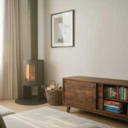 Rustic Wood Tv Unit With Sliding Doors - Scandinavian Media Console Table Sideboard Shelves Loft Style Furniture Japandi Design - thumbnail 3