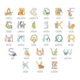 Animal Alphabet Led Night Light Personalised New Baby Nursery Decor - thumbnail 2