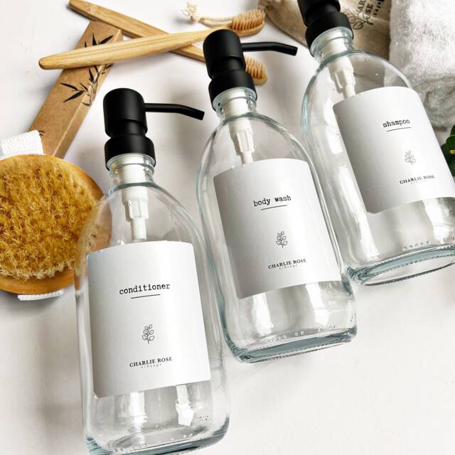 New Clear Glass Refillable Bottle 500Ml, Waterproof Label, Stainless Steel Pump, Soap Dispenser - image 1