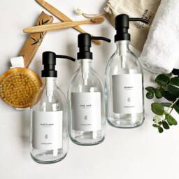 New Clear Glass Refillable Bottle 500Ml, Waterproof Label, Stainless Steel Pump, Soap Dispenser - thumbnail 3