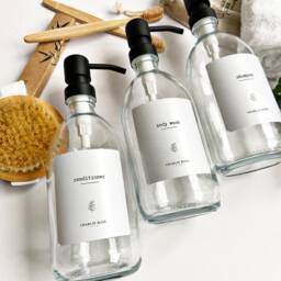 New Clear Glass Refillable Bottle 500Ml, Waterproof Label, Stainless Steel Pump, Soap Dispenser