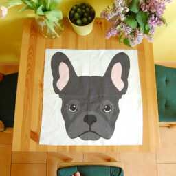 "French Bulldog Svg Throw Pillow Frenchie Stuffed Animal Shaped Blue Fabric Dog Pattern Mom 16""x 16" - thumbnail 3